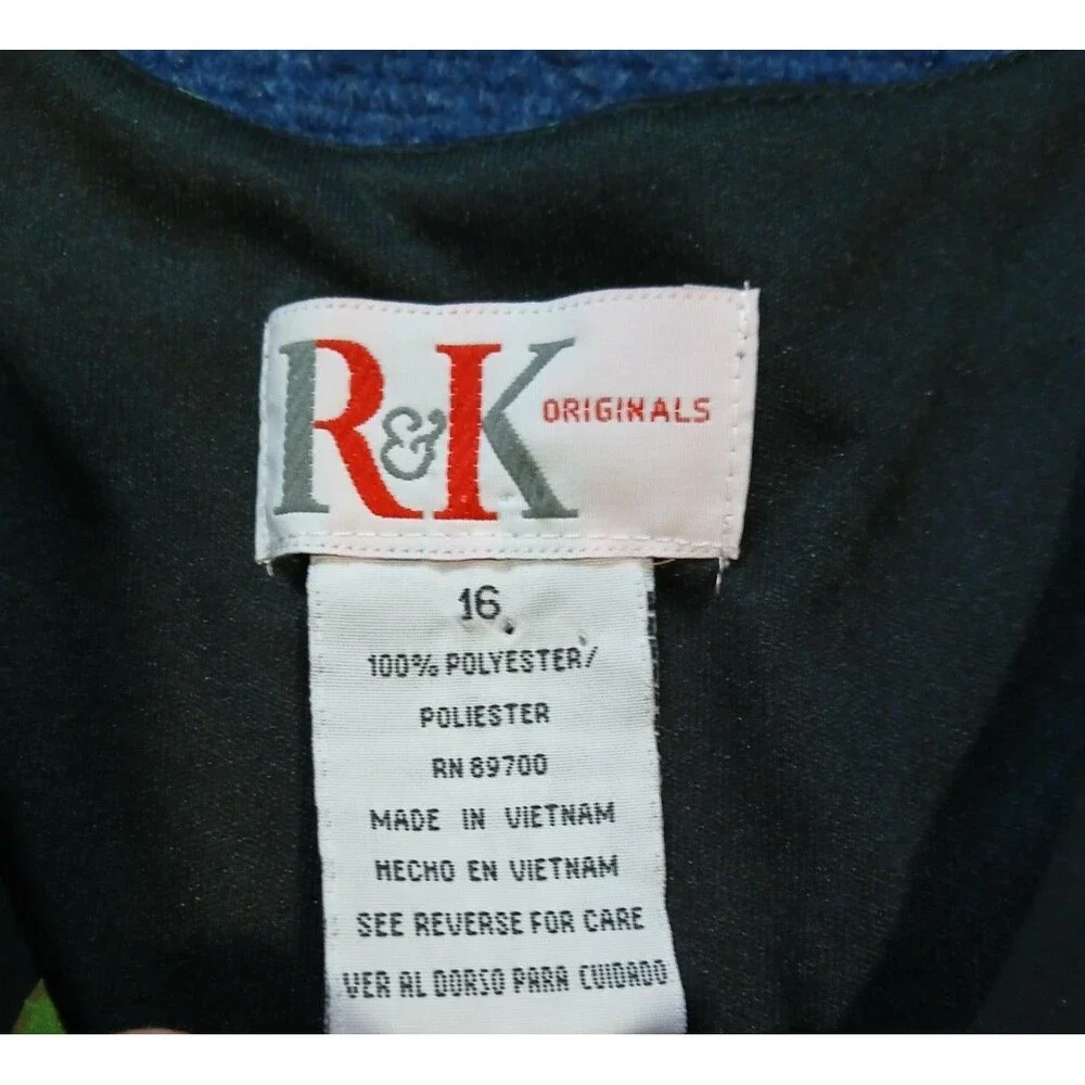 R&K Originals Long Black Sleeveless Dress w/Red & White Floral 16 NWT - Picture 6 of 10